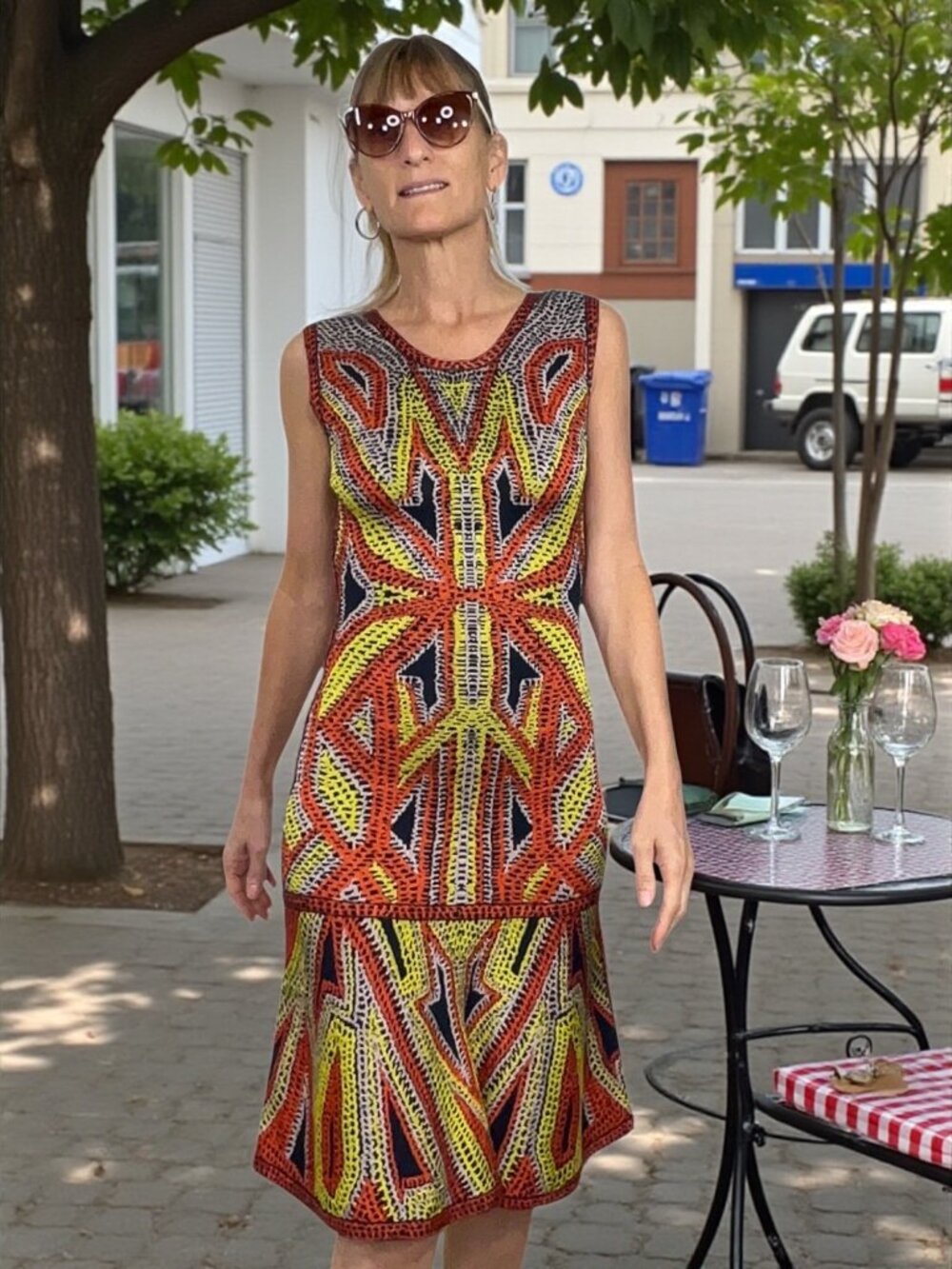Herve Leger Danika Dress S Cayennecom Geometric Knit Sleeveless